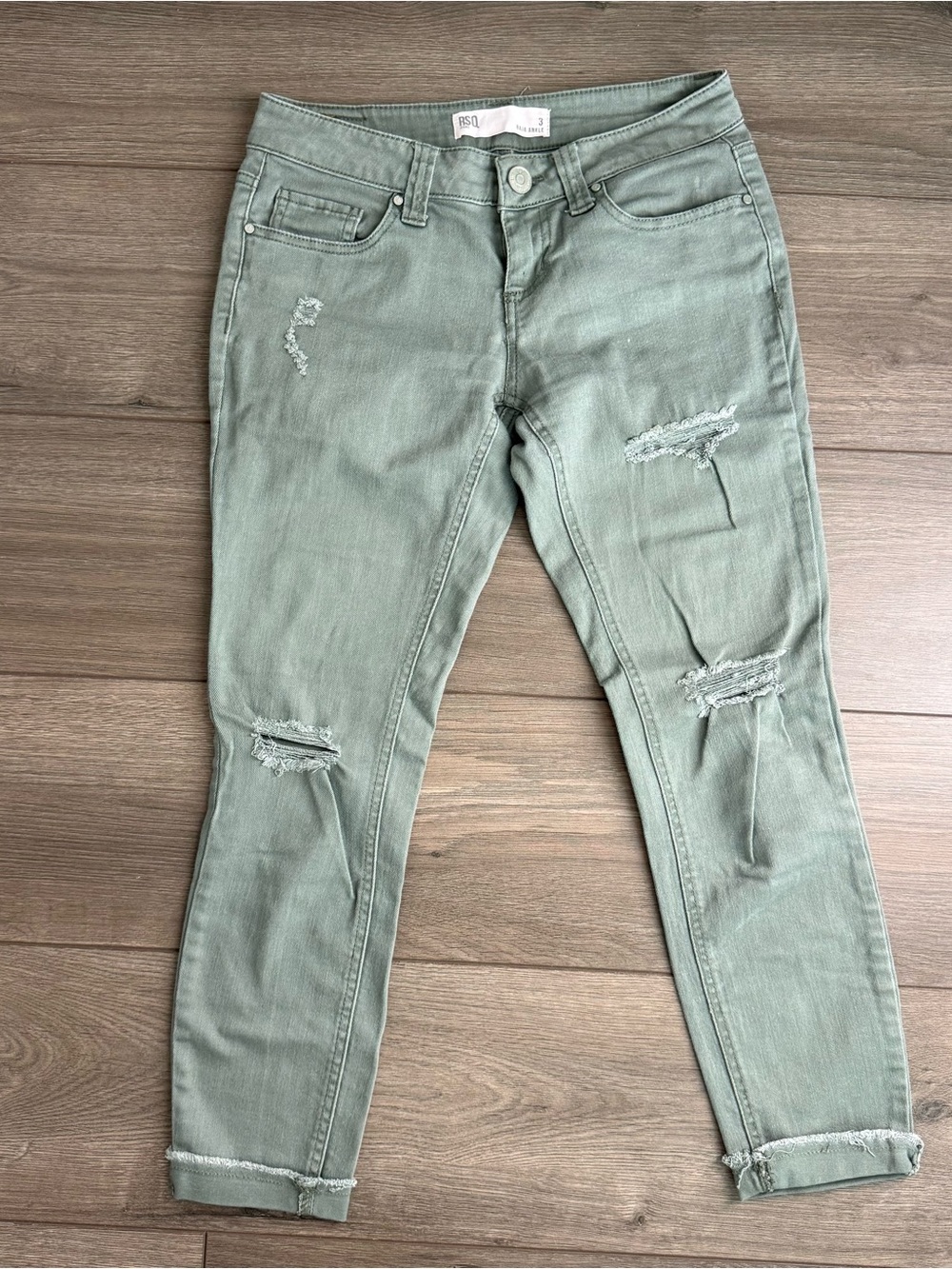 RSQ Baja Ankle Distressed Skinny Jeans - Sage Green